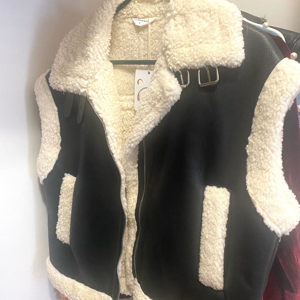 Leather Sherpa vest